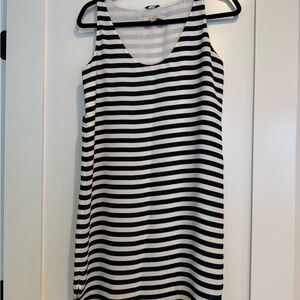 LOFT Navy and White Striped Mini Dress